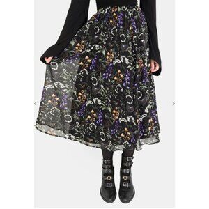 Disturbia Black Floral Midi Skirt
